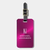 Elegant rosa gebürstete metallische Mit Monogramm  Gepäckanhänger (Vorderseite vertikal)