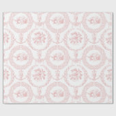 Elegant rosa gegrabene blumengeschmückte Medallien Geschenkpapier (Flach)