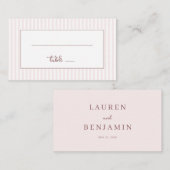 Elegant rosa gestreifter Minimalist Platzkarte (Vorne/Hinten)