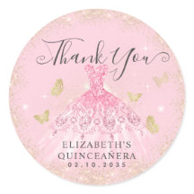 Elegant Rosa Gold Gown Quinceañera Vielen Dank