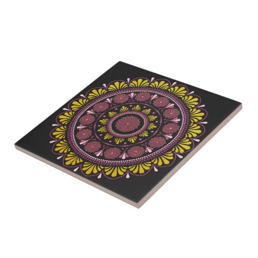Elegant Rosa Gold Mandala, Boho Zen Dot Art Blume Fliese (Seite)