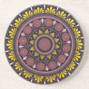 Elegant Rosa Gold Mandala, Boho Zen Dot Art Blume Getränkeuntersetzer