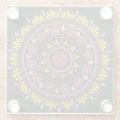 Elegant Rosa Gold Mandala, Boho Zen Dot Art Blume Glasuntersetzer (Rückseite)
