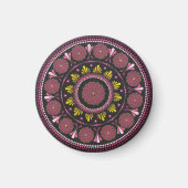 Elegant Rosa Gold Mandala, Boho Zen Dot Art Blume Magnet (Vorne)