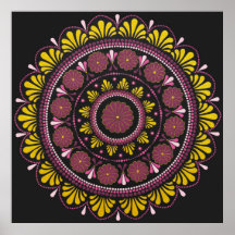 Elegant Rosa Gold Mandala, Boho Zen Dot Art Blume