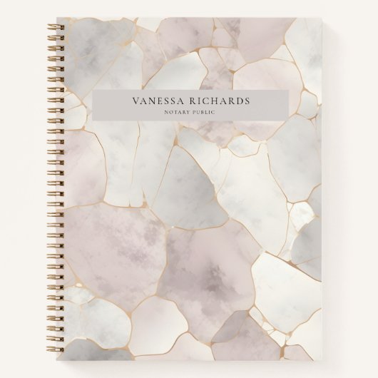Elegant Rosa & Gray Marble Luxus Notar Public Notizblock (Vorderseite)