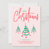 Elegant Rosa Grün Frohe Weihnachtsbaum Feiertagskarte (Vorderseite)