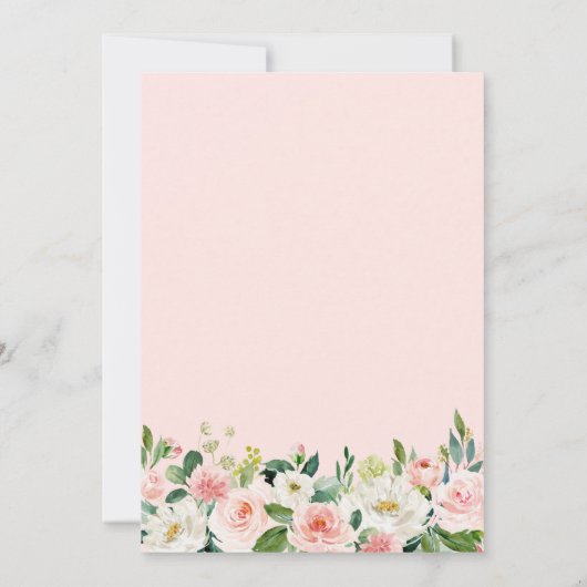 Elegant Rosa Grün Gold Floral Quinceñera Einladung (Rückseite)