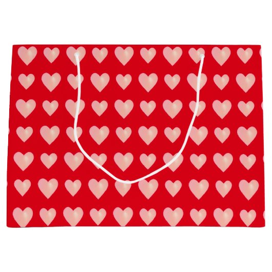 Elegant Rosa Herzen auf Rot Große Geschenktüte (Vorderseite)