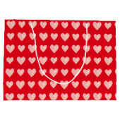 Elegant Rosa Herzen auf Rot Große Geschenktüte (Rückseite)
