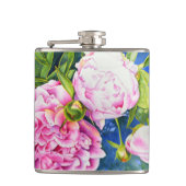 Elegant rosa, klassische Aquarellblüte Flachmann (Vorderseite)