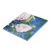 Elegant rosa, klassische Aquarellblüte Fliese (Seite)