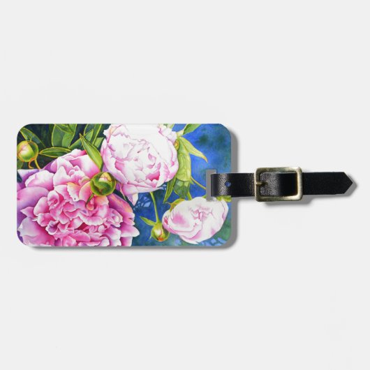 Elegant rosa, klassische Aquarellblüte Gepäckanhänger (Vorderseite horizontal)