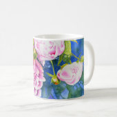 Elegant rosa, klassische Aquarellblüte Kaffeetasse (VorderseiteRechts)