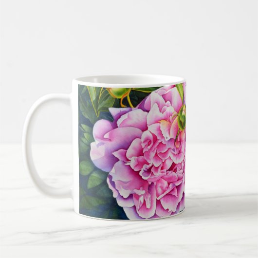 Elegant rosa, klassische Aquarellblüte Kaffeetasse (Links)
