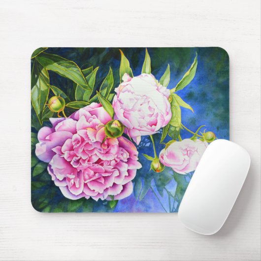 Elegant rosa, klassische Aquarellblüte Mousepad (Mit Mouse)