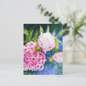 Elegant rosa, klassische Aquarellblüte Postkarte (Stehend Vorderseite)