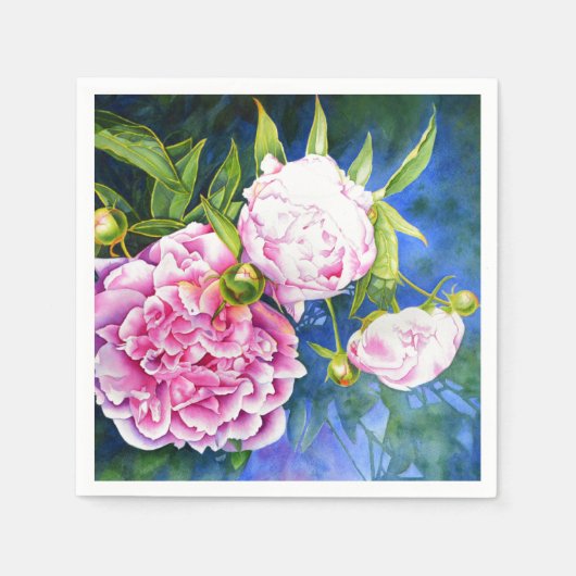 Elegant rosa, klassische Aquarellblüte Serviette (Vorderseite)