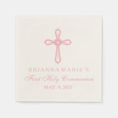 Elegant Rosa Kreuz Erste Kommune Custom Napkin Serviette (Vorderseite)