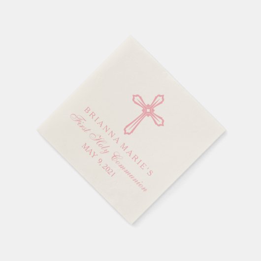 Elegant Rosa Kreuz Erste Kommune Custom Napkin Serviette (Ecke)