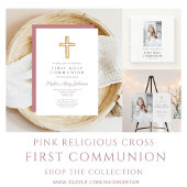 Elegant Rosa Kreuz Kirchenmädchen Erste Kommune Serviette