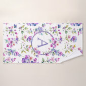 Elegant rosa lila Aquarellfarben-Wildblumen Badehandtuch (Badehandtuch)