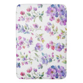 Elegant rosa lila Aquarellfarben-Wildblumen Badematte (Vorderseite Vertikal)