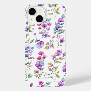 Elegant rosa lila Aquarellfarben-Wildblumen Case-Mate iPhone 14 Hülle