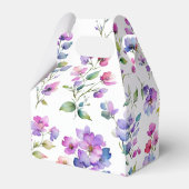 Elegant rosa lila Aquarellfarben-Wildblumen Geschenkschachtel (Rückseite)
