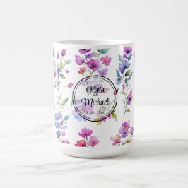 Elegant rosa lila Aquarellfarben-Wildblumen Kaffeetasse