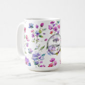 Elegant rosa lila Aquarellfarben-Wildblumen Kaffeetasse (Vorderseite Links)