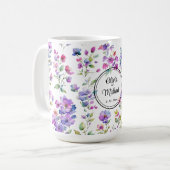 Elegant rosa lila Aquarellfarben-Wildblumen Kaffeetasse (Vorderseite Links)