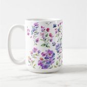 Elegant rosa lila Aquarellfarben-Wildblumen Kaffeetasse (Links)