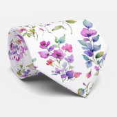 Elegant rosa lila Aquarellfarben-Wildblumen Krawatte (Gerollt)