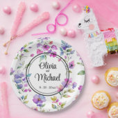 Elegant rosa lila Aquarellfarben-Wildblumen Pappteller (Party)