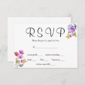 Elegant rosa lila Aquarellfarben-Wildblumen RSVP Karte (Vorne/Hinten)