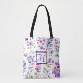 Elegant rosa lila Aquarellfarben-Wildblumen Tasche