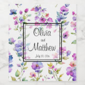 Elegant rosa lila Aquarellfarben-Wildblumen Weinetikett (Einzelnes Label)