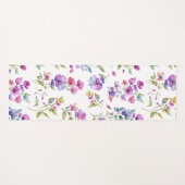 Elegant rosa lila Aquarellfarben-Wildblumen Yogamatte (Vorderseite (Horizontal))