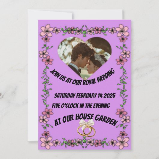 Elegant Rosa lila Hochzeitseinladung Einladung (Rückseite)