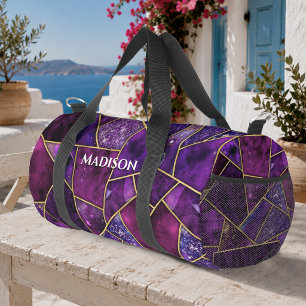 Elegant rosa lila Mädchen geometrisch Duffle Bag