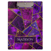 Elegant rosa, lila mädchenhaft geometrisch klemmbrett (Vorderseite)