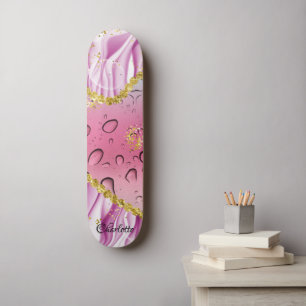Elegant rosa, Lila und weiß glänzend Ombre Skateboard