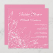 Elegant rosa Lily Blume Bridal Dusche Einladung (Vorne/Hinten)