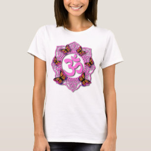 Elegant Rosa Mandala Rosa lila Schmetterlinge T-Shirt