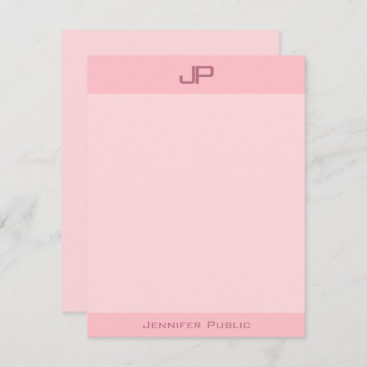 Elegant rosa Monogramm Einfache moderne Vorlage (Vorne/Hinten)