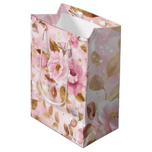 elegant rosa, nahtlos, mit Blume Rose Mittlere Geschenktüte