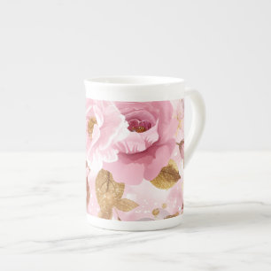 elegant rosa, nahtlos, mit Blume Rose Porzellantasse