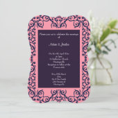 Elegant rosa Navy Abstraktes Muster WEDING Einladung (Stehend Vorderseite)