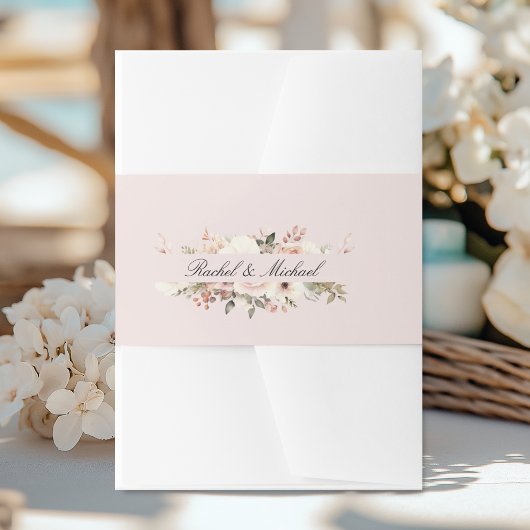 Elegant, rosa, pastellfarben, Blume Einladungsbanderole